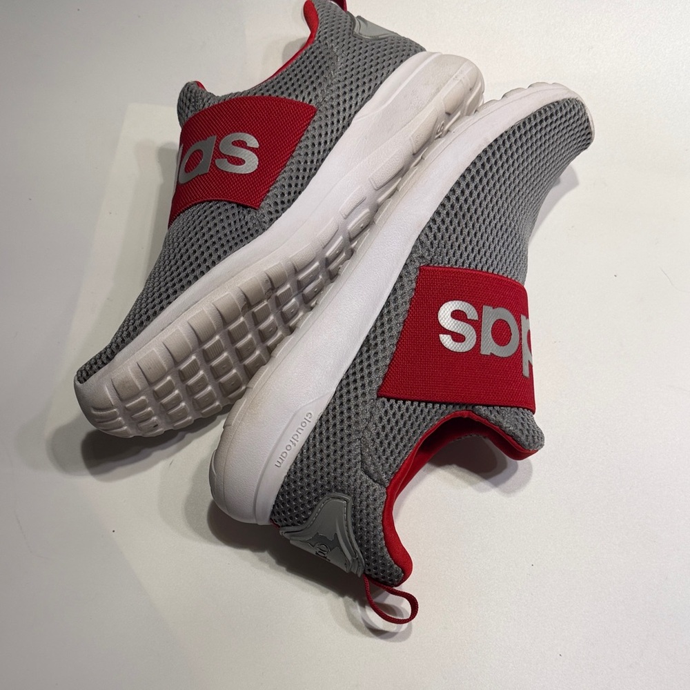 Adidas Kids Red and Gray Slip-On Sneakers
